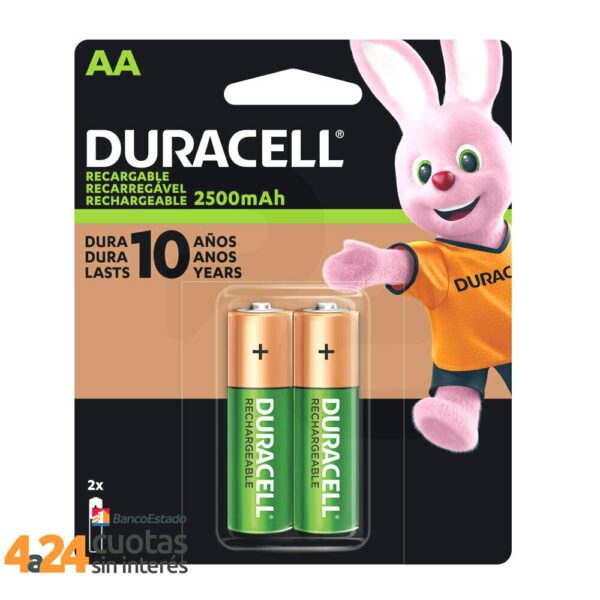 DURACELL PILHA RECARREGÁVEL AA HR6/DX1500 2500mAh BL2