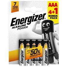 ENERGIZER PILHA ALKALINA POWER AAA LR03 1.5V BL4+1