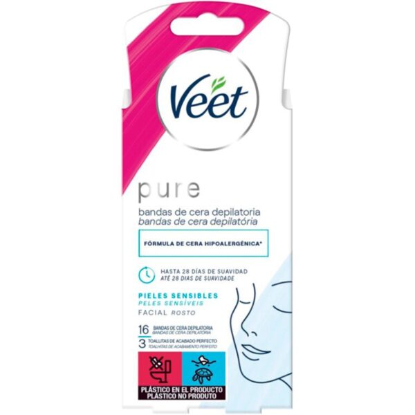 VEET PURE BANDAS FACIAIS PELES SENSIVEIS 16UNI.