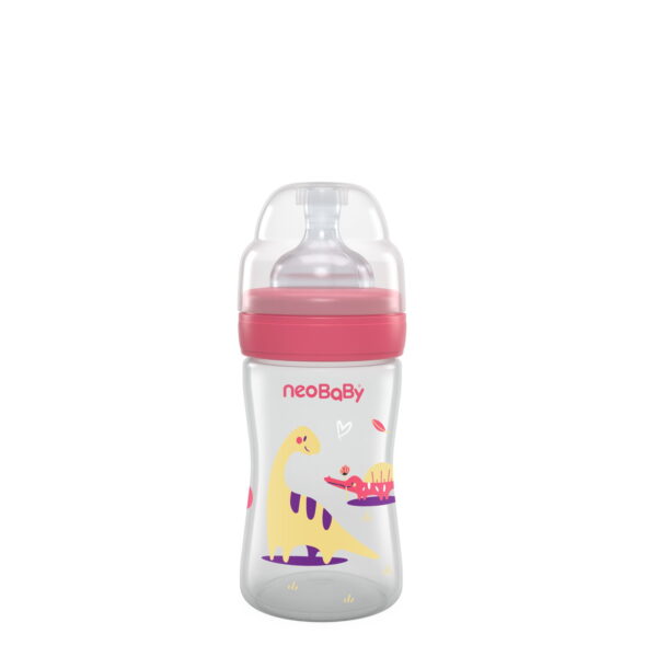 NEOBABY BIBERÃO EM PP SILICONE ROSA 0M+ 150ML