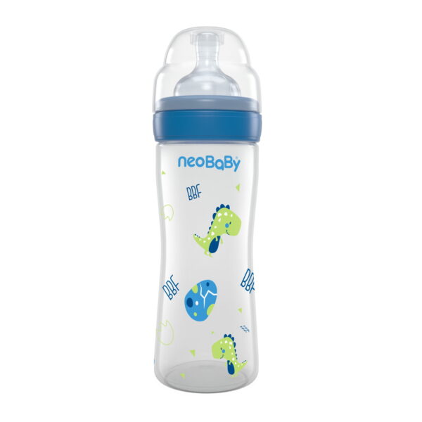 NEOBABY BIBERÃO EM PP SILICONE AZUL 2M+ 250ML