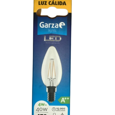 GARZA LED FILAMENTO VELA 4W E-14 LUZ QUENTE 470 LUMEN