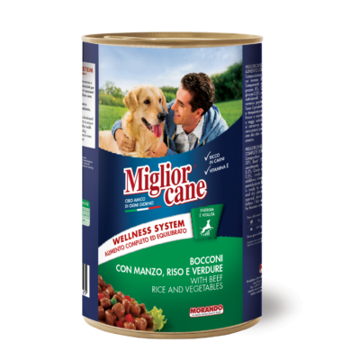 MIGLIOR CANE PEDAÇOS CARNE DE VACA, ARROZ E VEGETAIS 1250GR.