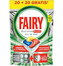 FAIRY CAPS LOIÇA PLATINA PLUS TUDO EM 1 LIMÃO 20+20D 620GR.